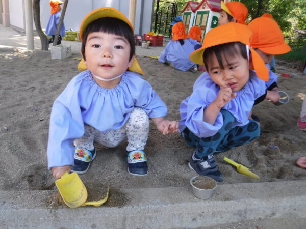 ひまわり組 砂場であそぼ 赤坂台こども園 園日記